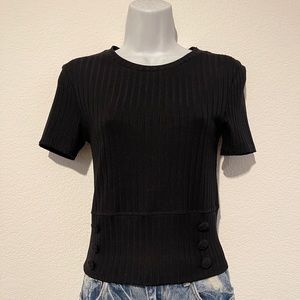 ZARA BLACK Viscosa Ribbed T-shirt